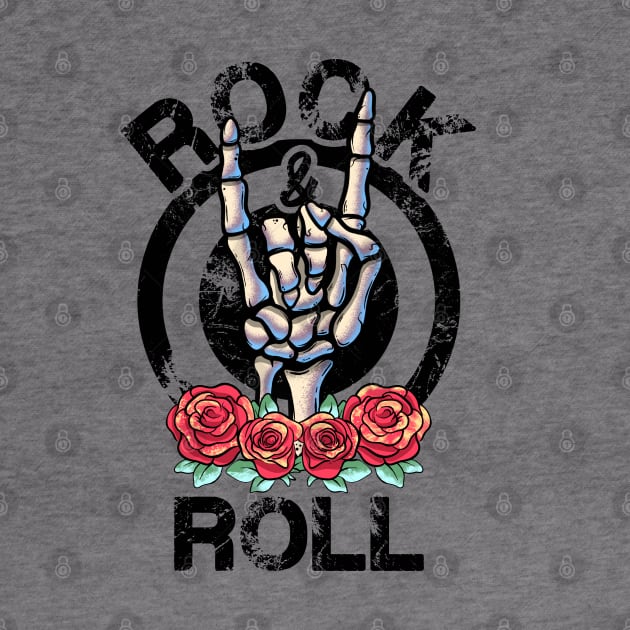 Lets Rock Rock&Roll Vintage Retro Skeleton Hand Rock Concert by MerchBeastStudio